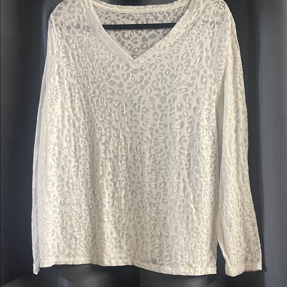 Lane Bryant White Textured Long Sleeve Top